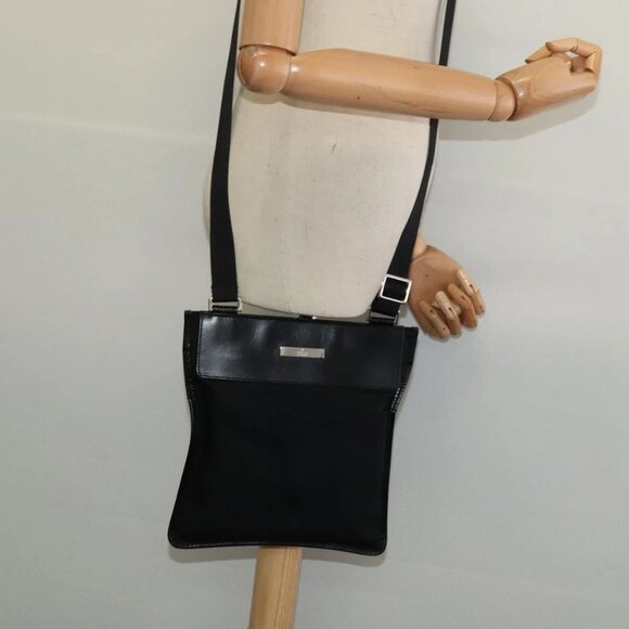 GUCCI Shoulder Bag Nylon Black Silver 019 0348 Auth - Picture 1 of 16